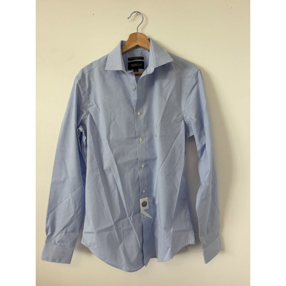 Awearness Kenneth Cole Slim Fit Check Dress Shirt – Blue Men's 15.5 34/35 – NWT